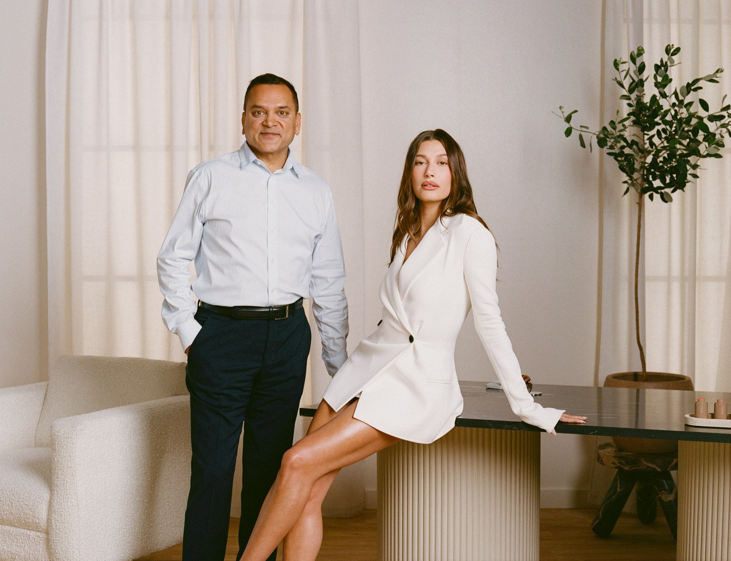 e.l.f. Beauty Chairman and CEO Tarang Amin and rhode Founder Hailey Bieber • Photo Credit: e.l.f. Beauty